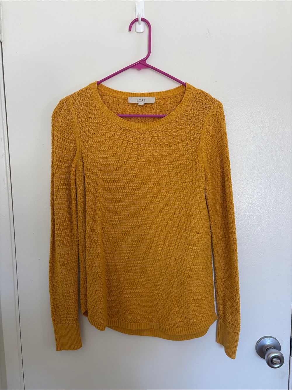 LOFT Golden Mustard Crewneck Knit Sweater